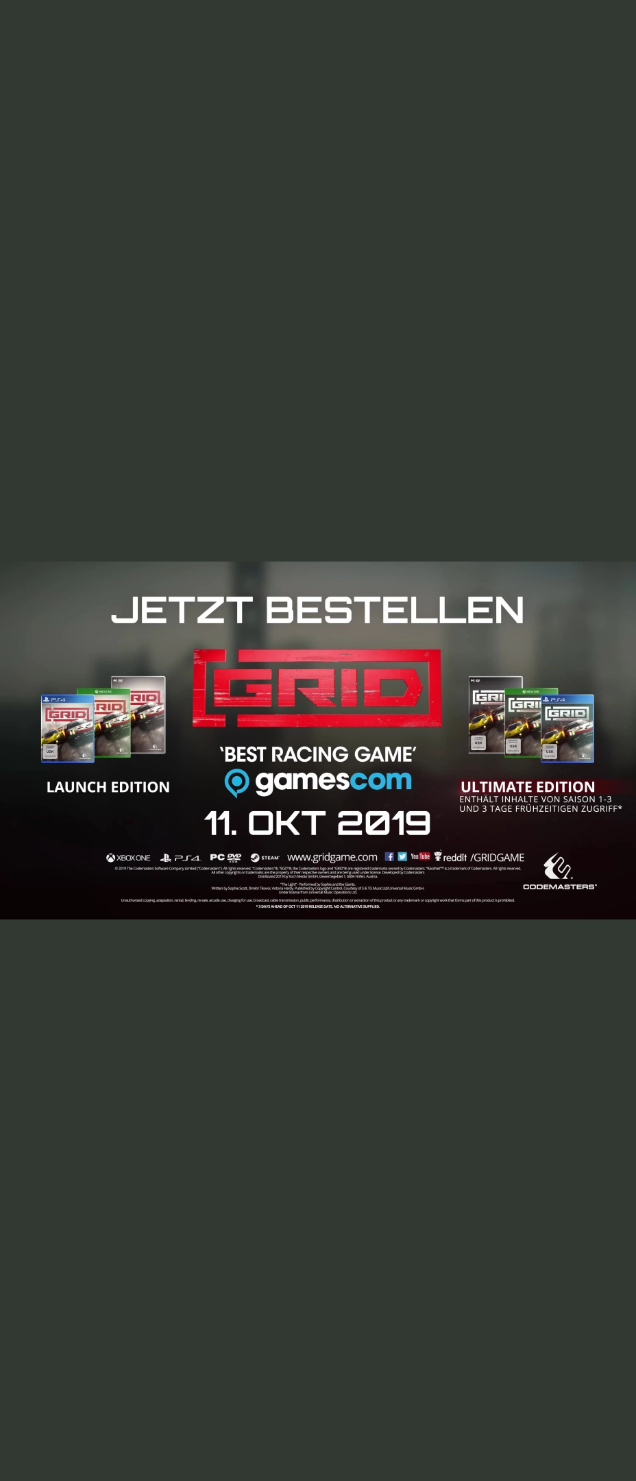 GRID - 'Get Your Heart Racing' Trailer [GER]